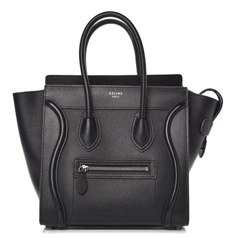 celine micro luggage handbag in drummed calfskin|CELINE Drummed Calfskin Micro Luggage Black .